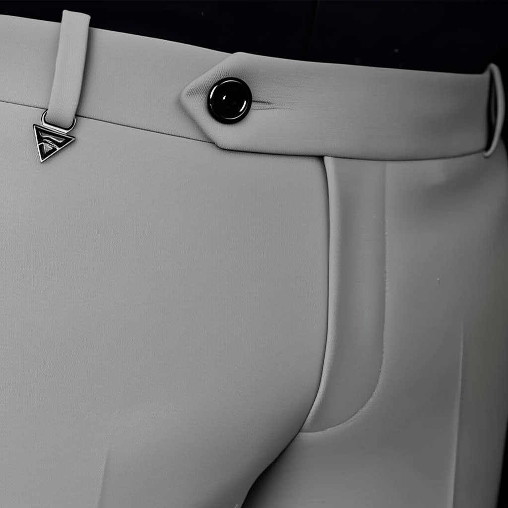 Grey Linen Textured Formal Pants